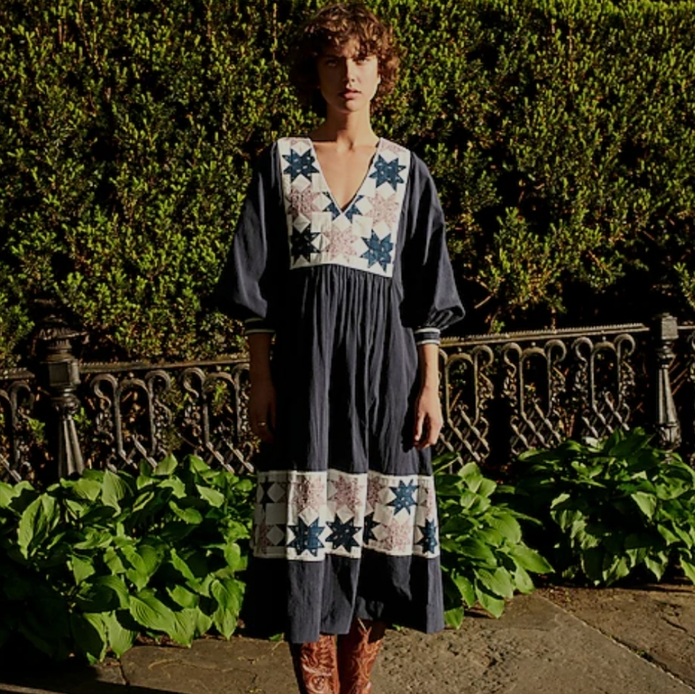 Madewell patchwork midi dress cottagecore  NWOT XL